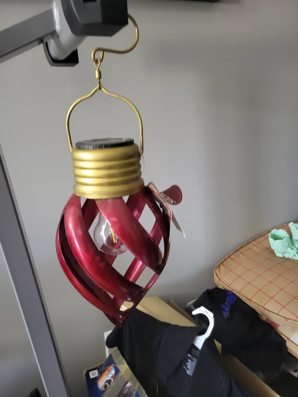 Metal Hanging Lantern - Red and Gold Decorative Accent